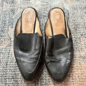 Madewell Black Slip On Leather Mules sz 9